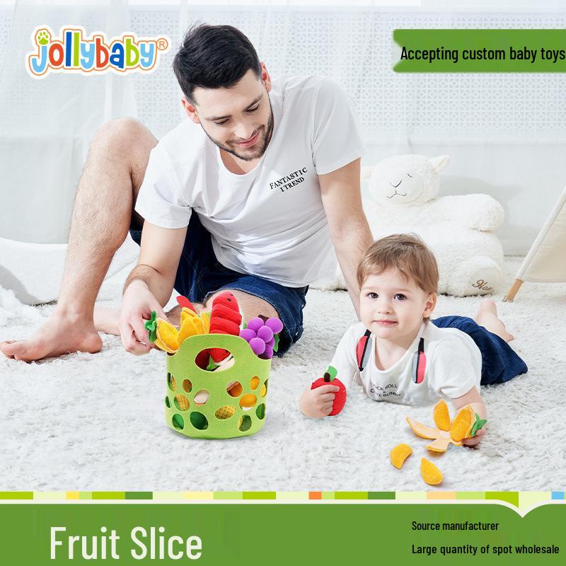 

Jollybaby Kids Fruit Cutting Pretend Play Basket with Music and Velcro.