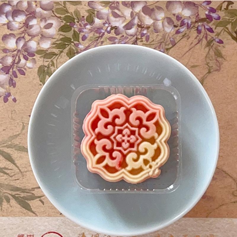Plastic Mooncake Moulds Pastry Mold Mooncake Baking Tools Flower Shaped ABS Material Mooncake Stamps for Festival Baking