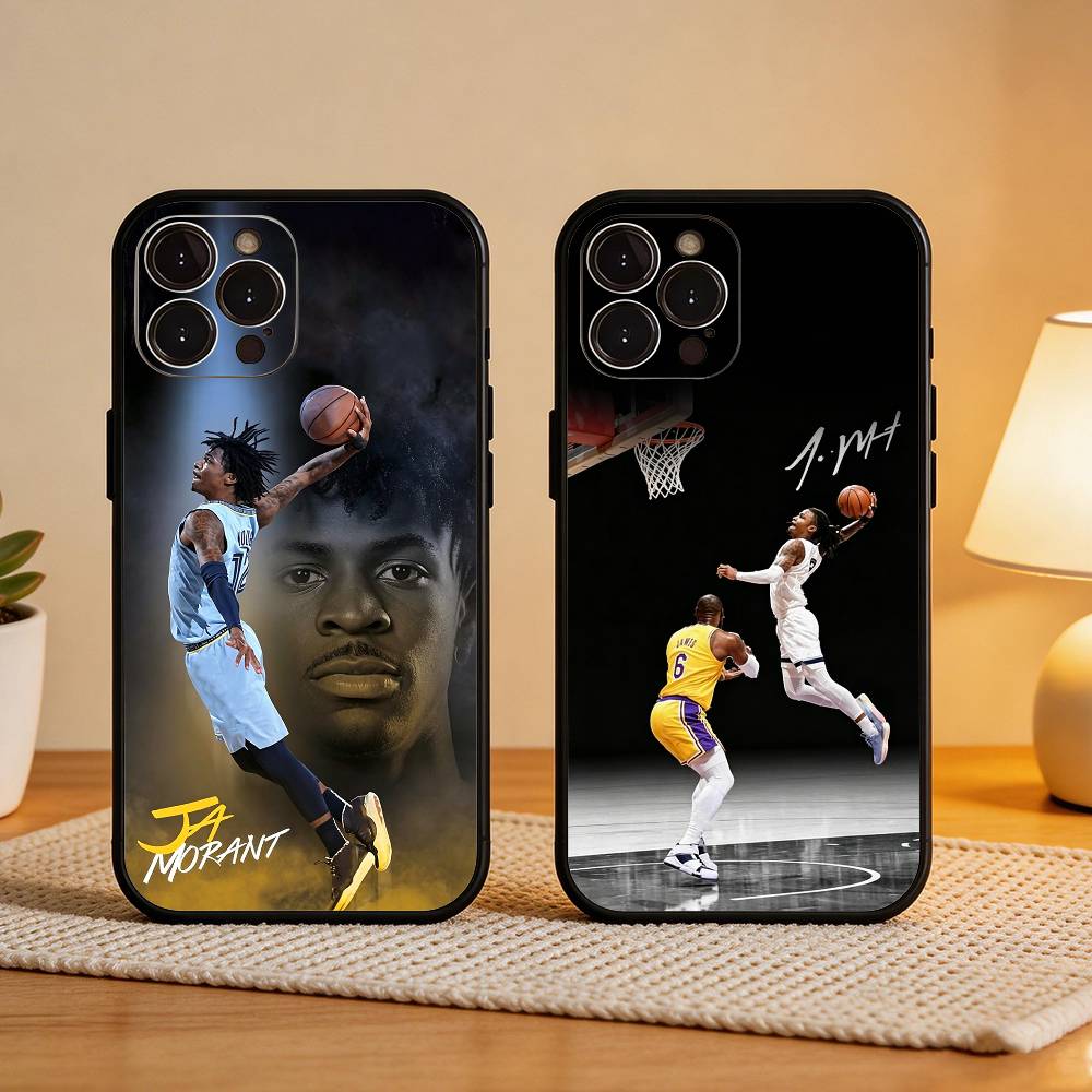 Cool J-Ja M-Morant 12 Phone Case For iPhone17 16 15 14 13 12 11 Pro Max Plus,5G Soft Black Case