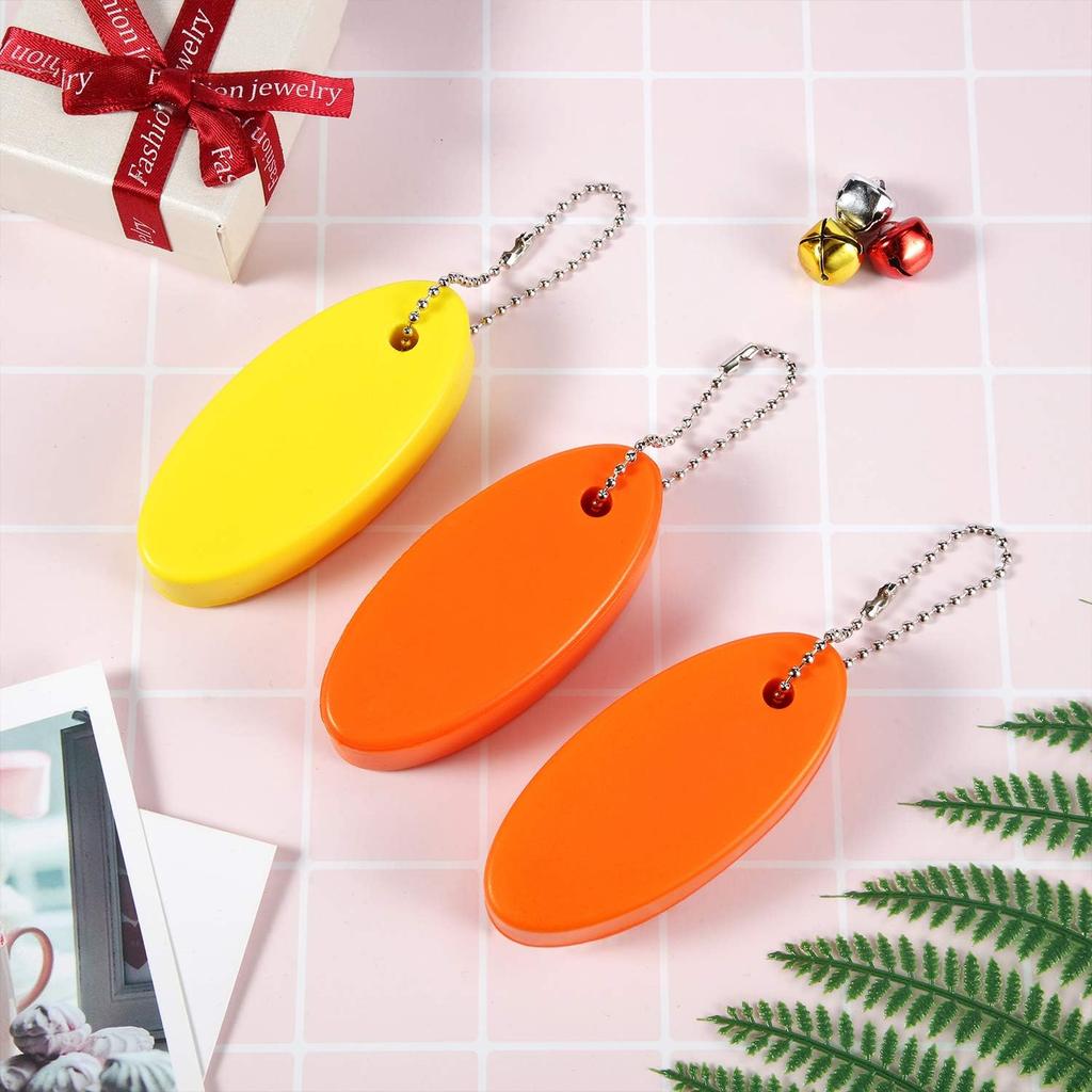 Boao 2 Pcs Floating Keychain for Boat Keys Oval Shaped Floating Key Ring Pendant for Boating Fishing Sailing Outdoor Sports