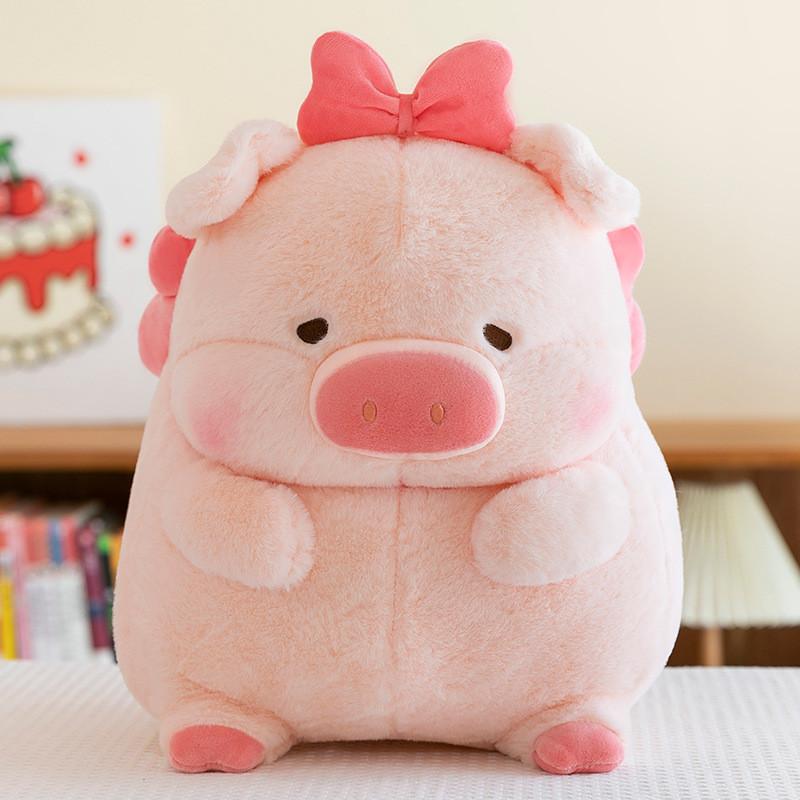 Plush Bowknot Pig Toy Cartoon Animal Stuffed Doll Decoration Kids Cute Gift