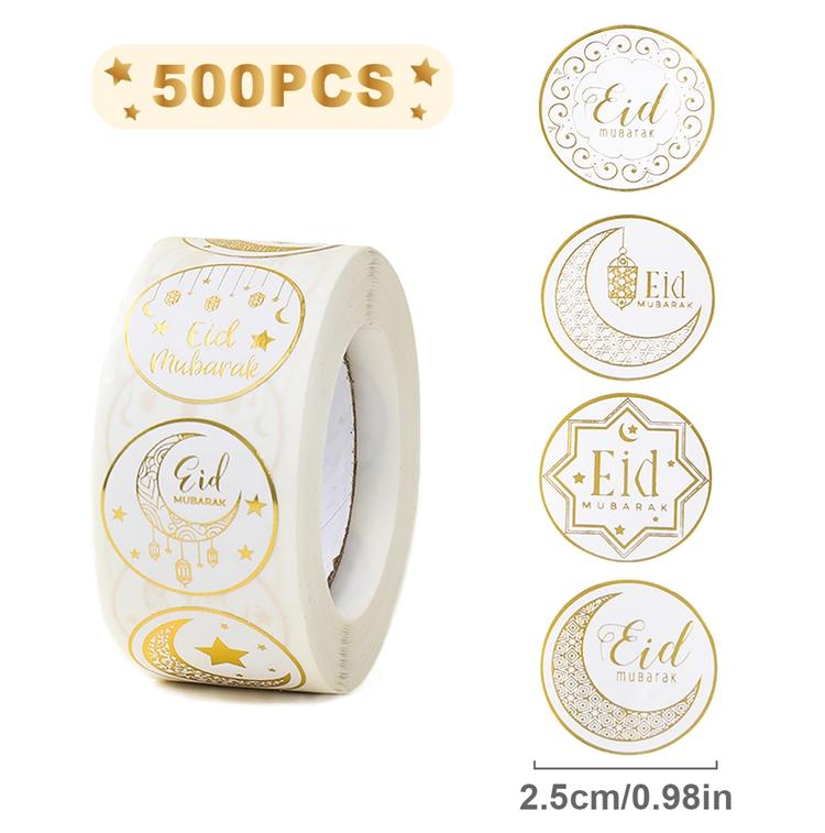 EID Mubarak Roll Stickers Ramadan Kareem Gifts Packaging Seal Stickers Islam Muslim Ramadan Decor for Home 2025 EID Gift Labels