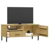 OSLO TV Cabinet with Metal Legs Brown Solid Pine Wood