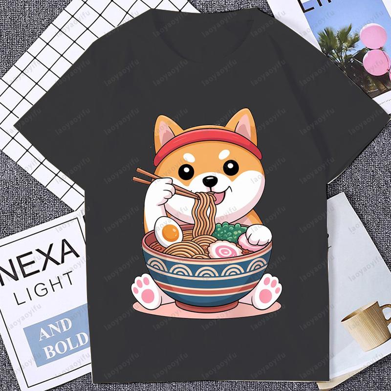 Funny Shiba Inu Graphic Cartoon T Shirt Short Sleeve Humor Japanese Dog Printed T-shirt Casual Streetwear Soft Tshirts
