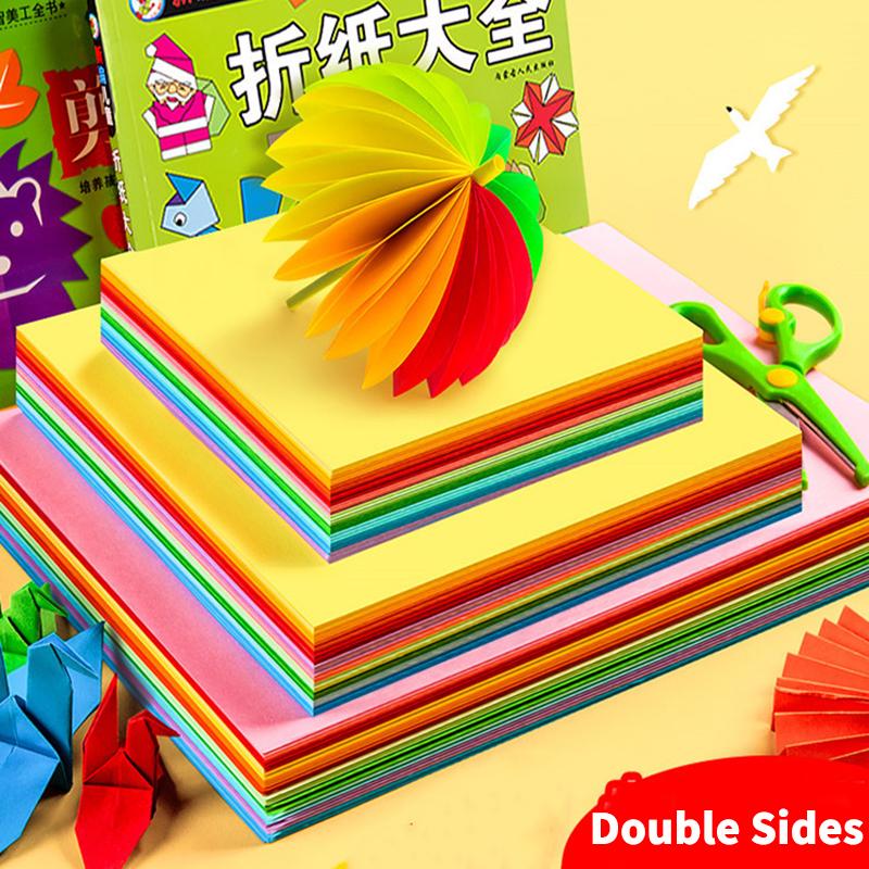 Square Origami Paper Double Sides Solid Color Folding Lucky Wish Paper Crane Multicolor Handmade DIY Scrapbooking Craft Decor