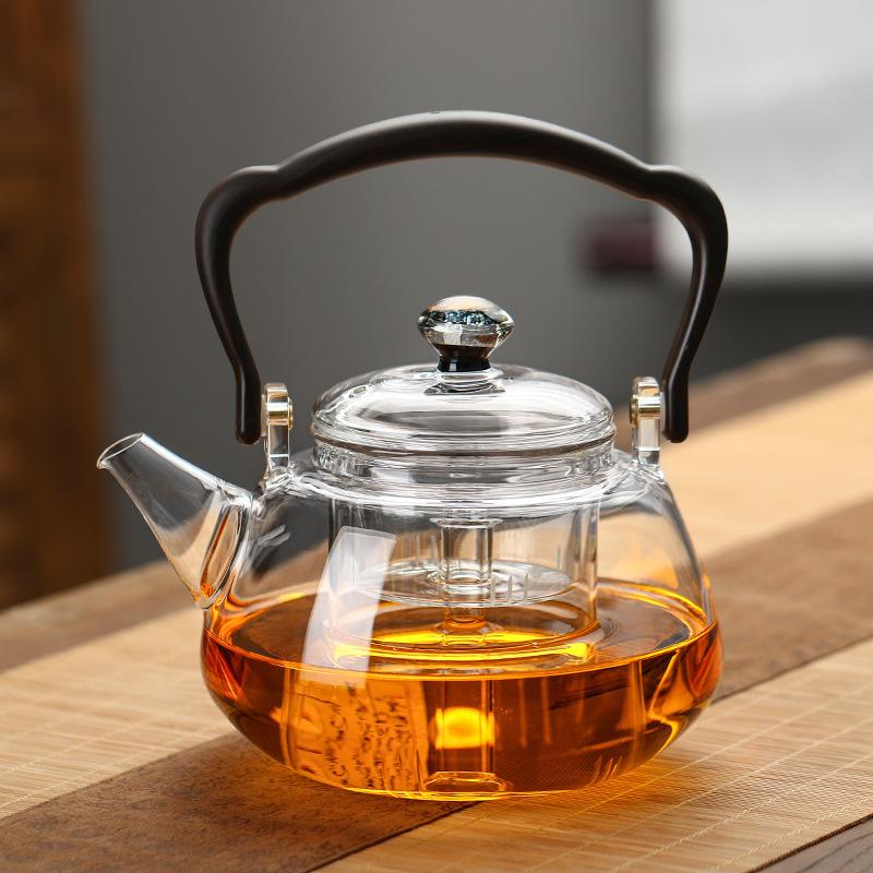 New transparent black borosilicate glass teapot, home cooking integrated starry sky beam pot, office tea brewer set