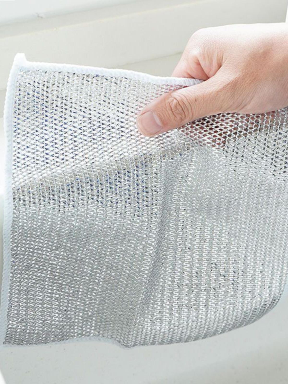 

Двусторонняя серебряная проволочная салфетка для мытья посуды: Альтернатива стальной вате для антипригарной, безмасляной очистки кухни single-layer серебряный