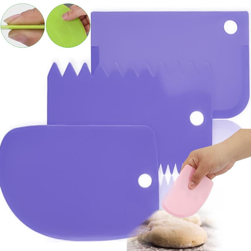 

3 шт., скребок для теста, скребок для торта, более гладкий инструмент, безопасный для пищевых продуктов пластиковый резак для теста для выпечки хлеба, глазурь для тортов, резак для крема