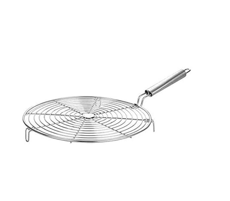 

Stainless Steel Round Roasting Net Roaster Wire With Papad Jali, Roti Jali and Barbecue Grill For Kitchen - Pack Of 1 13 Inches Length серебряный