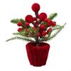 Fabric Christmas Potted Plant Wine Red Christmas Decoration Plant Mini Potted Christmas Tree  Desks