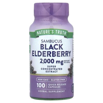 Sambucus Black Elderberry, 2,000 Mg, 100 Rapid-Release Capsules (1,000 Mg Per Capsule)