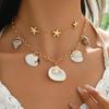Bohemia Gold Plated Double Layer Shell Necklace For Women Starfish Conch Scallop Pendant Choker Summer Beach Jewelry Accessories
