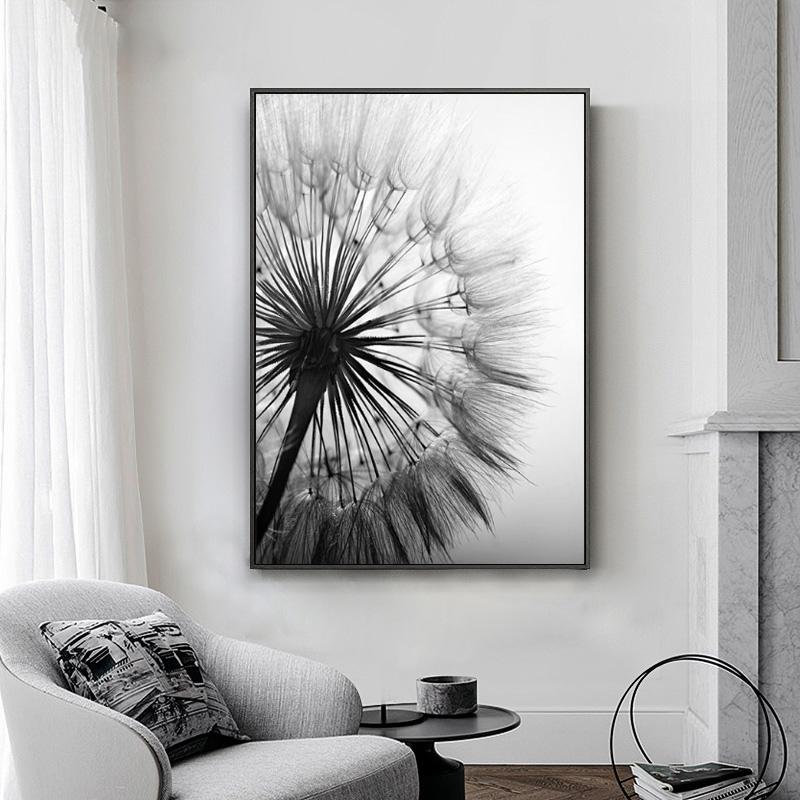 

Скандинавский цветок одуванчика, холст, картина, черно-белая современная настенная живопись, постеры с принтом для домашнего декора, гостиной, Cuadros 40x60cm No Framed