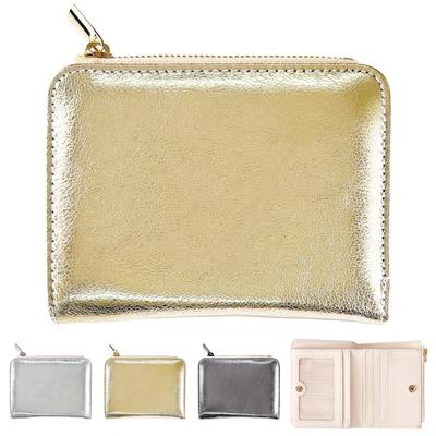 Trendige Yamagishi Metallic-Leder Bifold-Geldbörse, Echtes Leder, Kompakt, Handflächengroß, Damen, WM-D2-03, Gold
