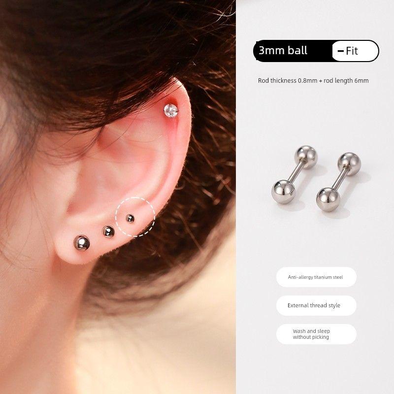 

Медицинские хирургические стальные серьги-пусеты для ушей, уход за ушами, антиаллергенные, для студентов, для вечеринок, пусеты для высокого хряща уха, короткий стержень, серьги со стразами и блестками для женщин [3mm ball (a pair of)] 0.8 thick rod 6mm l