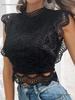2026 Summer Hot Selling Sexy Hollow-Out Geometric Pattern Women's Lace Chiffon Top