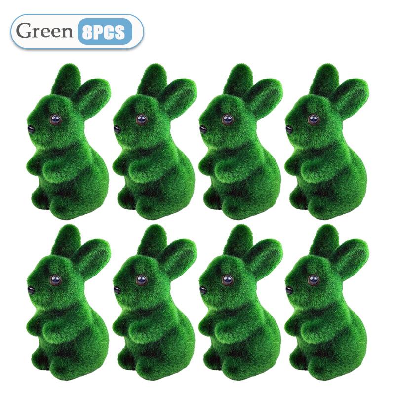 1-10PCS Realistic Easter Bunny Green Foam Flocking 3D Moss Rabbit Gardening Decor Craft Ornament Seasonal Spring Home Decoration