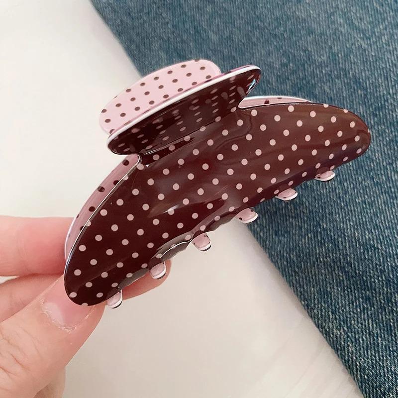 Pinza per Capelli Vintage con Stampa Pois Acrilica di Grandi Dimensioni a Forma di Squalo Fermaglio Semplice Elegante Fermagli per Capelli Accessori per Capelli da Donna