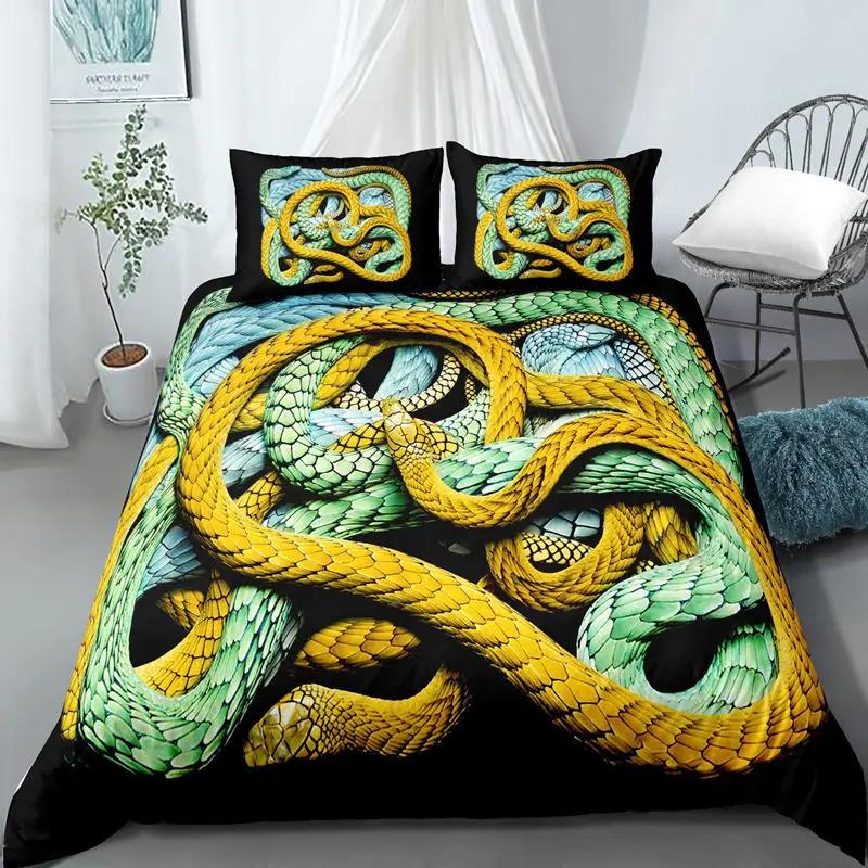 Comforter Snake Bedding Set Reptile Wild Animal Comforter Queen Size For Kids Adults Bedroom Room Decor