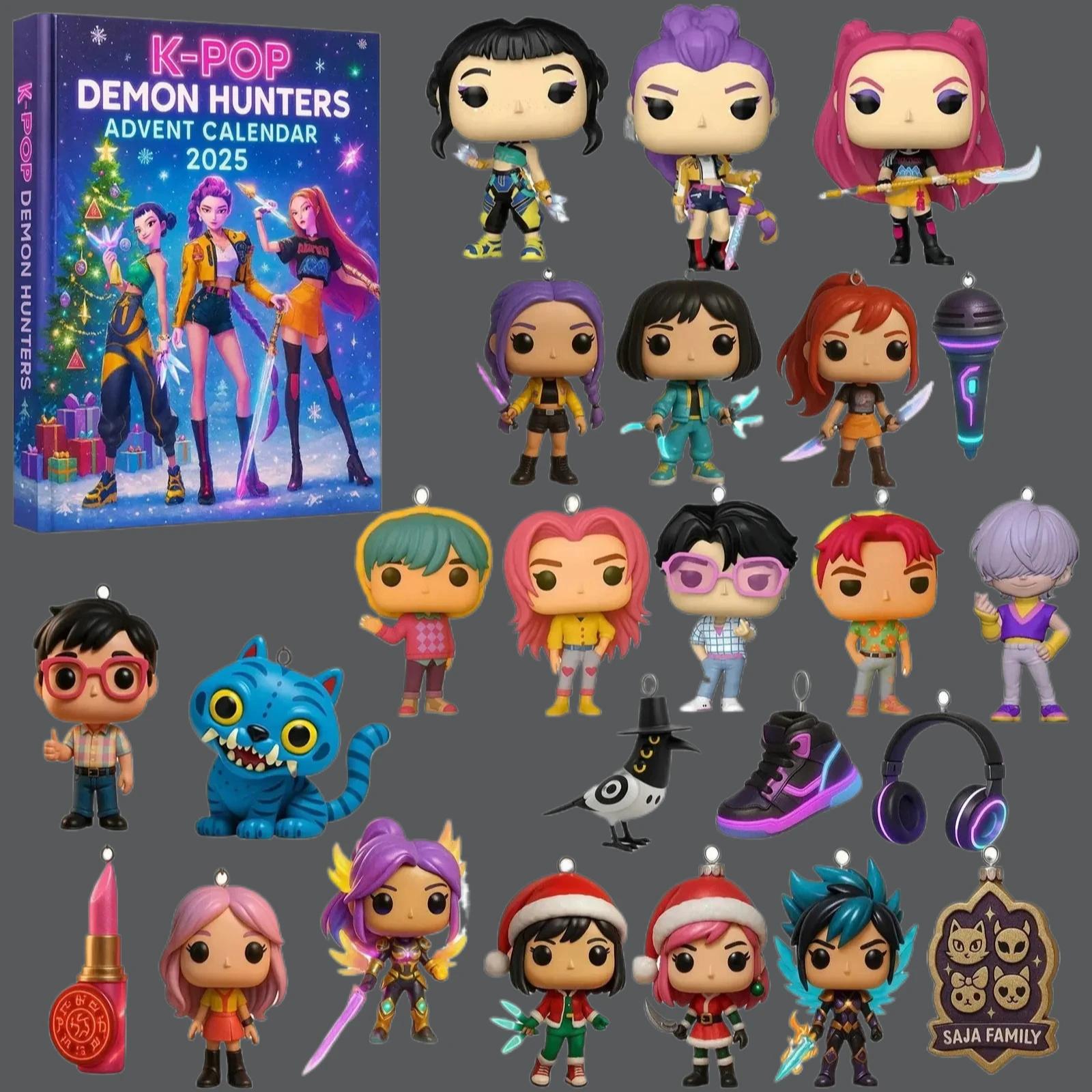 @Kpop Demon Hunters Christmas Advent Calendar Huntrix Rumi Mira Zoey SAJA Boys Derpy Tiger New Year's Eve Decorations  Gifts