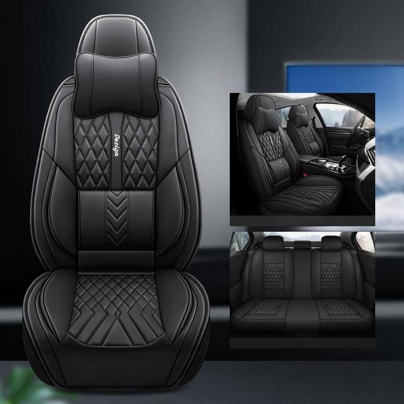 All-Season Seat Covers, Full Wrap PU Leather Seat Covers, Five-Seat Seat Cushions, Full Set of Five-Seat Seat Covers, Compatible with Five-Seat