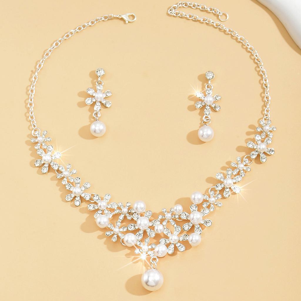 Middle East Simple Fashion Necklace Earrings Popular Necklace Two-Piece Wedding Bridal Jewelry Wedding Accessories
