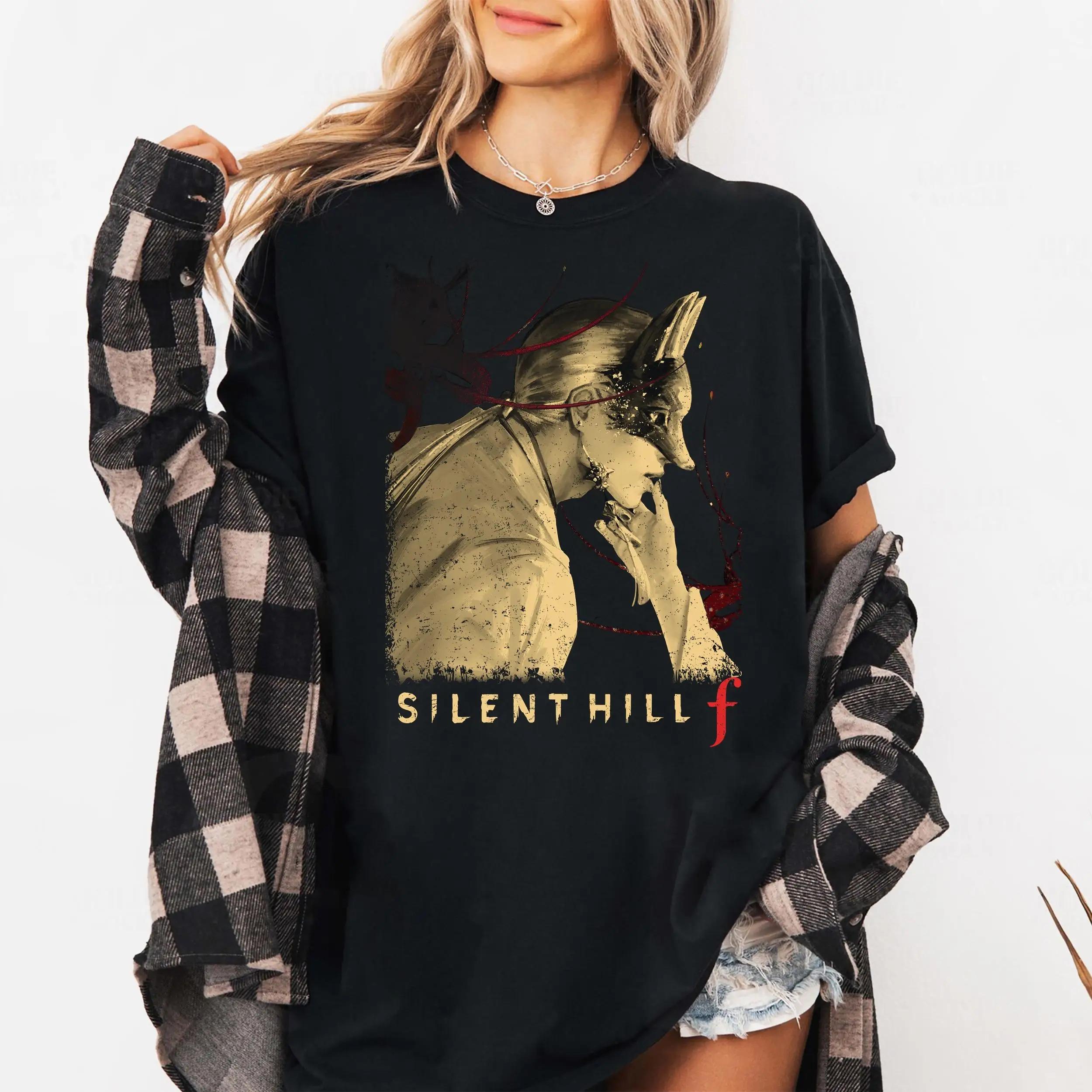 2026 Silent Hill F Маска Лисы Футболка Kotoyuki Hinako Хоррор Игра Графическая Футболка с Коротким Рукавом Унисекс Мужчины Женщины Всесезонная 4XL