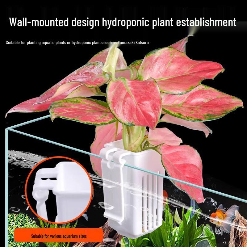Aquatic Plant Basket: Wall-Mounted Hydroponic Cup for Fish Tanks - "Little Peng Says" Décor Accessory