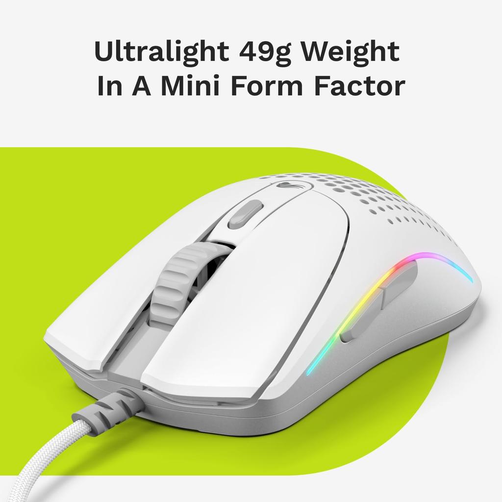 Glorious Model O 2 Mini Matte White Lightweight Wired Gaming Mouse GLO-MS-OMV2-MW MS0739