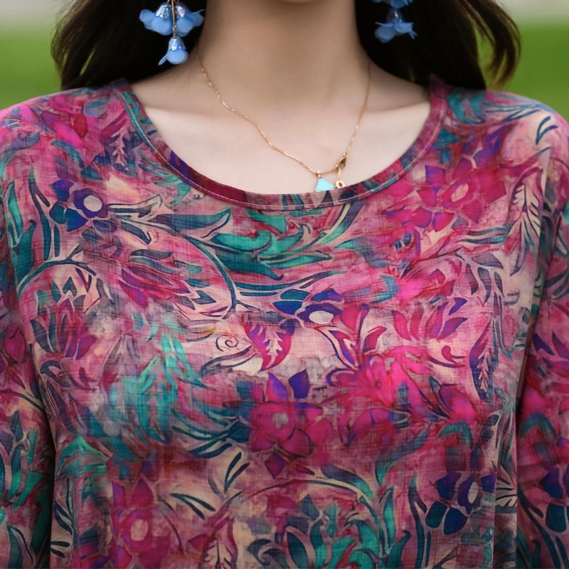 Women's Floral Print Maxi Dress, Tie Waist 3/4 Sleeve Casual Summer Dress (XL-5XL)