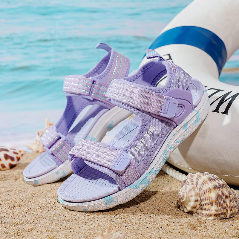 Girls Sandals Lightweight Simple Velcro Summer Pink Cute Girls Sandals Middle and Older Children Elementary School Casual Shoes