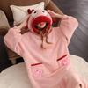 Rouxian Women's Cozy Coral Fleece Hooded Pajamas & Bathrobe for Autumn/Winter