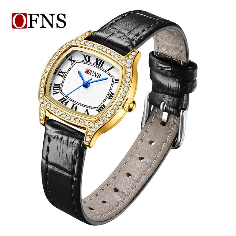 Oufannishi Women s Waterproof Square Fashion Watch, Roman Numerals, Diamond Accents