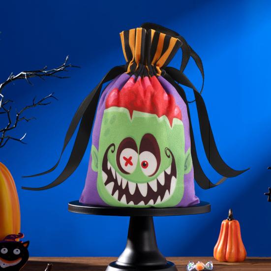 Halloween Candy Bag Pumpkin Ghost Face Goodie Bags Halloween Trick or Treat Snack Wrapping Bag Holiday Party Supplies