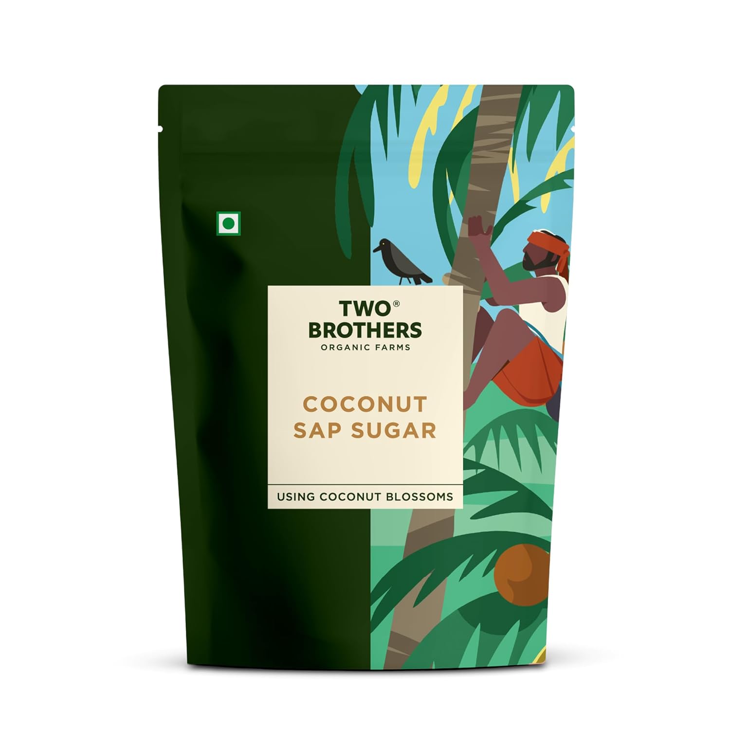 Two Brothers Organic Farms Coconut Sap Sugar 300 g Pack of 1 Delicious Natural Sweetener for Tea Coffee Baking