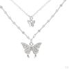Butterfly Necklace Dainty Exquisite Double Layer Pendant Jewelry for Wedding Party