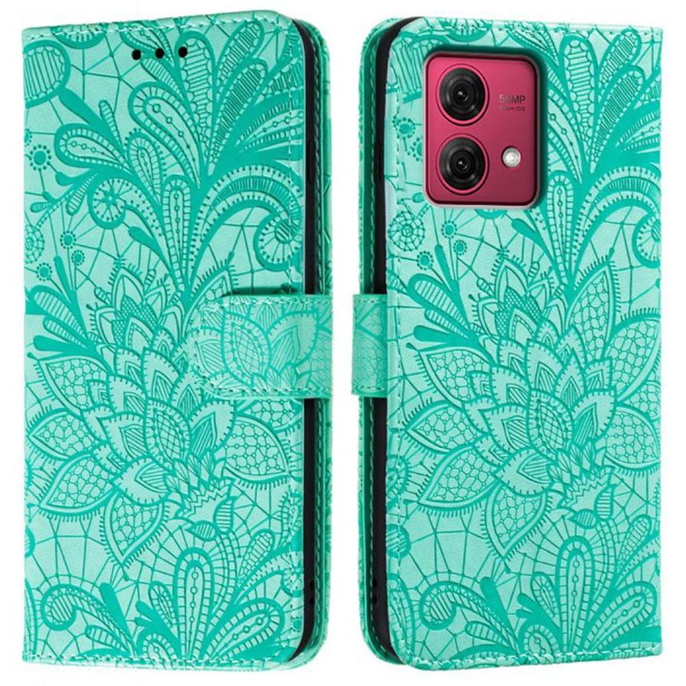 For Motorola Moto G84 5G Case Lace Flowers PU Leather Flip Wallet Phone Cover
