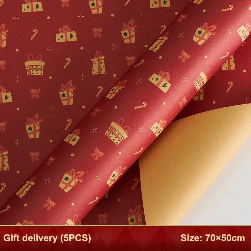 5 Blatt 70*50Cm Weihnachtspapier Niedlicher Hirsch Weihnachtsmannkraft Geschenkverpackungspapier Für Geschenke Handgemachte Geschenke Verpackung