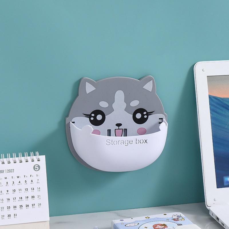 Wall-Mounted Cartoon Organizer Box Multi-functional Air Conditioner Remote Control Phone Rack Punch-free Storage Box Home Decor
