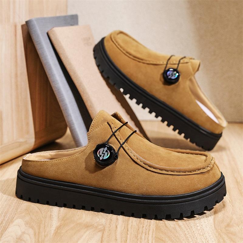 Retro Shoes for Men Comfortable Suede Leather Half Shoes Men Lace-up Flat Casual Shoes Man Footwear Zapatos Para Hombre