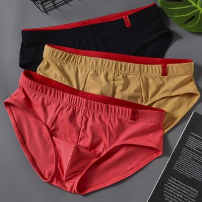Ropa interior tipo triángulo de algodón para hombre de tiro bajo, transpirable y de color sólido