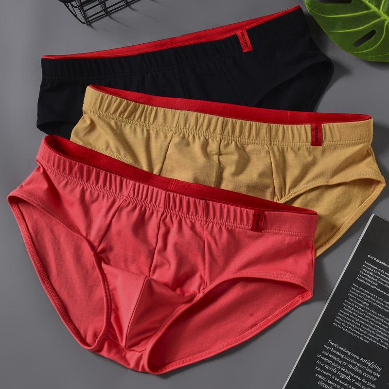 

Men s Low Waist Breathable Solid Color Cotton Triangle Underwear M зелёный