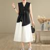 sleeveless oversized vintage blouse Casual loose summer tank tops women button up shirt