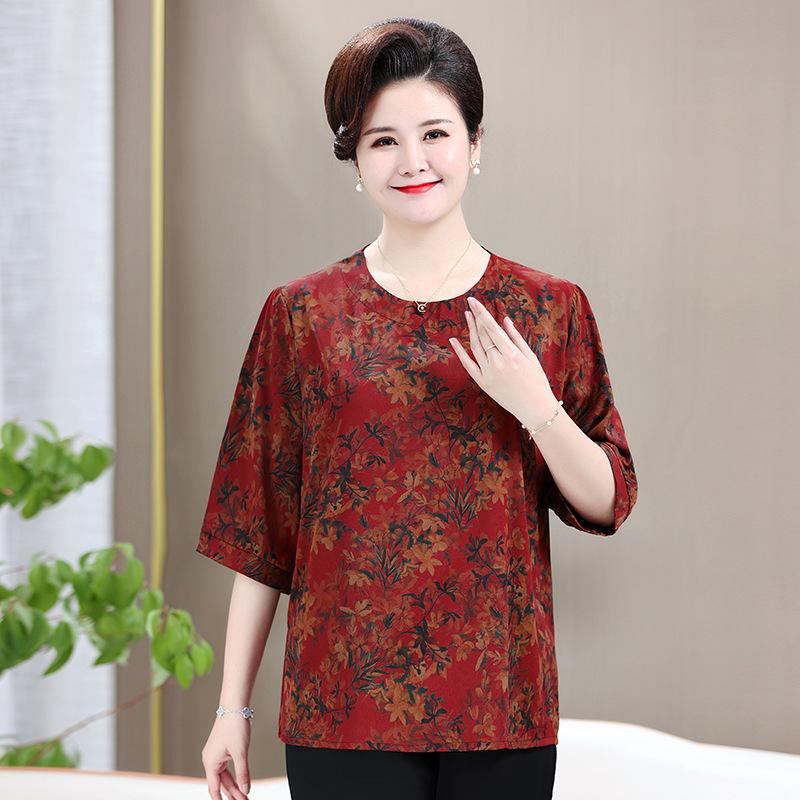 

Plus Size Summer Set for Middle-Aged Women with Five-Sleeve Design L