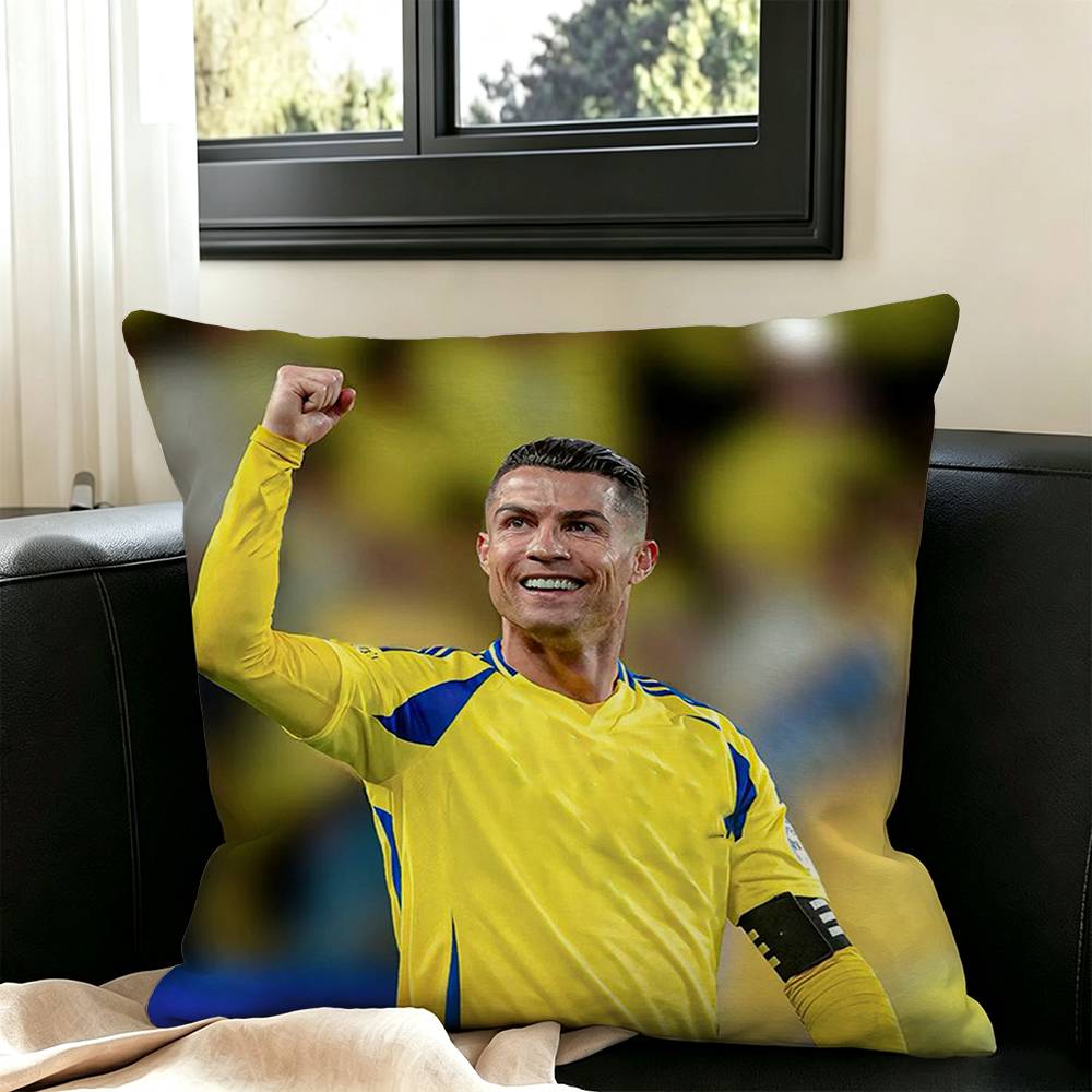 CR7-Ronaldo Football Pillow Case Square Double-Sided Sofa Cushion Cover Bedroom Bedside Pillow