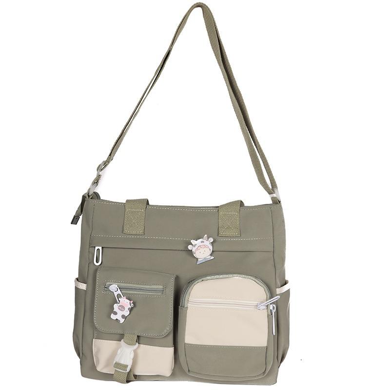 Ulzzng college style antique sense of art and art versatile girl student contrasting color large capacity shoulder bag