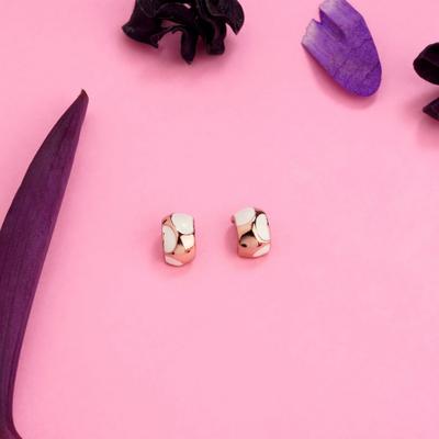 Everyday Rose Gold and White Enamel Stud Earrings