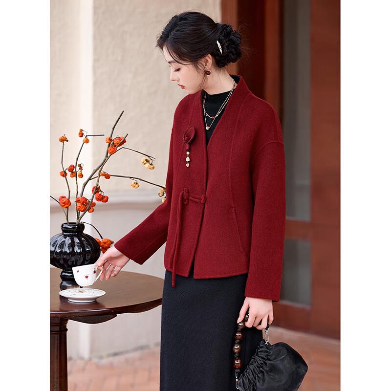Watery Years Women's New Chinese Style Short Wool Coat