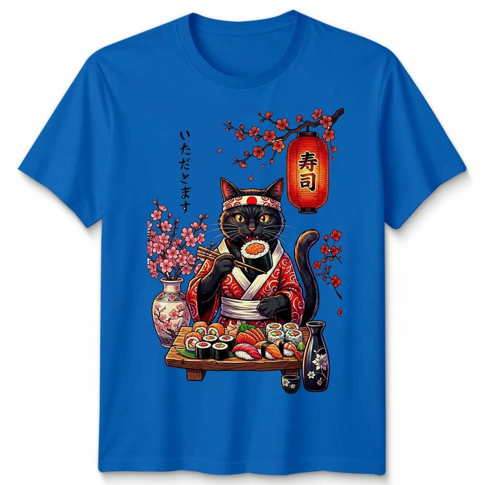 Japanese Sushi Cat Kitten Anime Unisexga Unisex T Shirt Unisexs Unisexs Tee