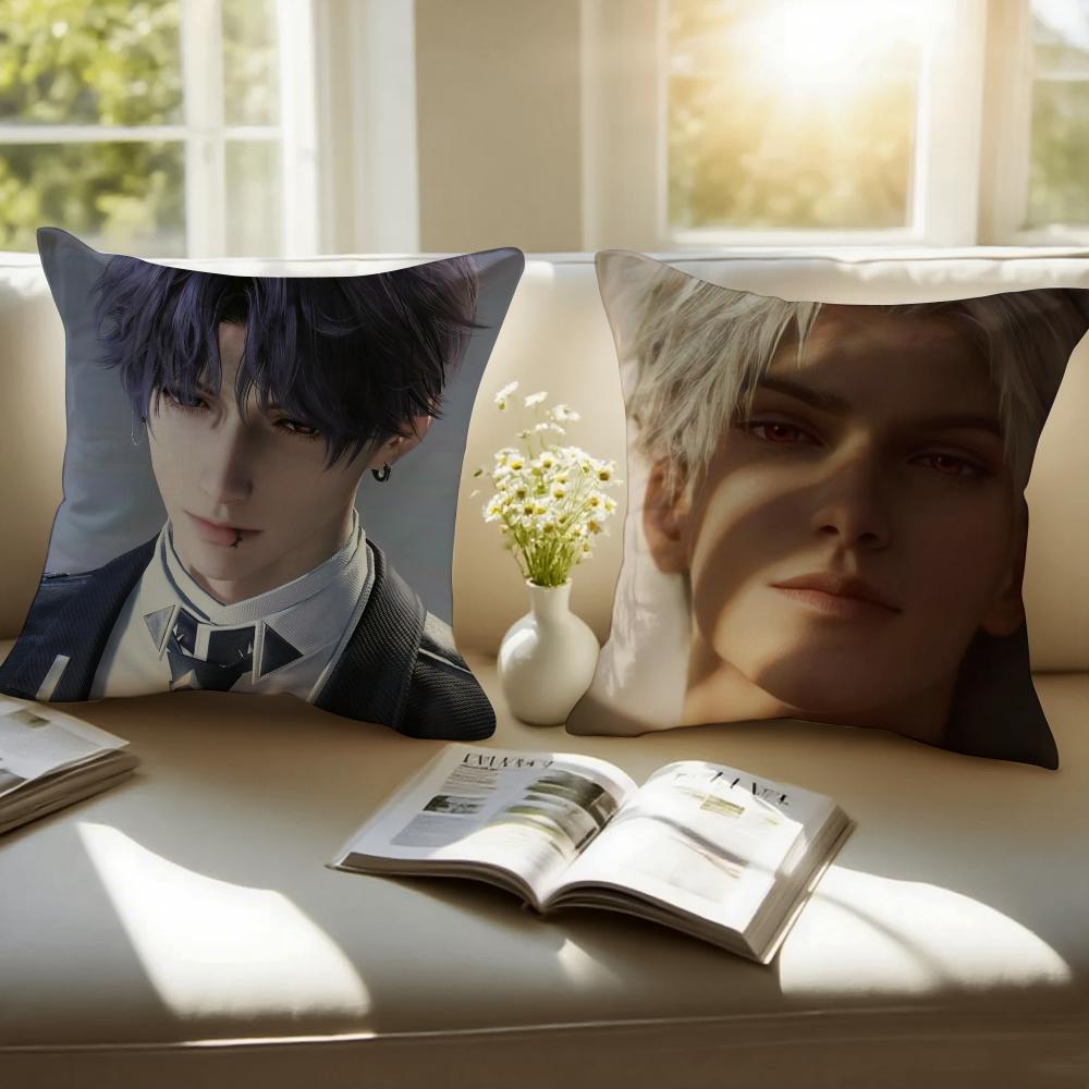 Hot Romantic Game LLove And Deepspace Cushion Cover Pillowcase Antidustmite Invisible Zipper Short Plush Sofa Cushion